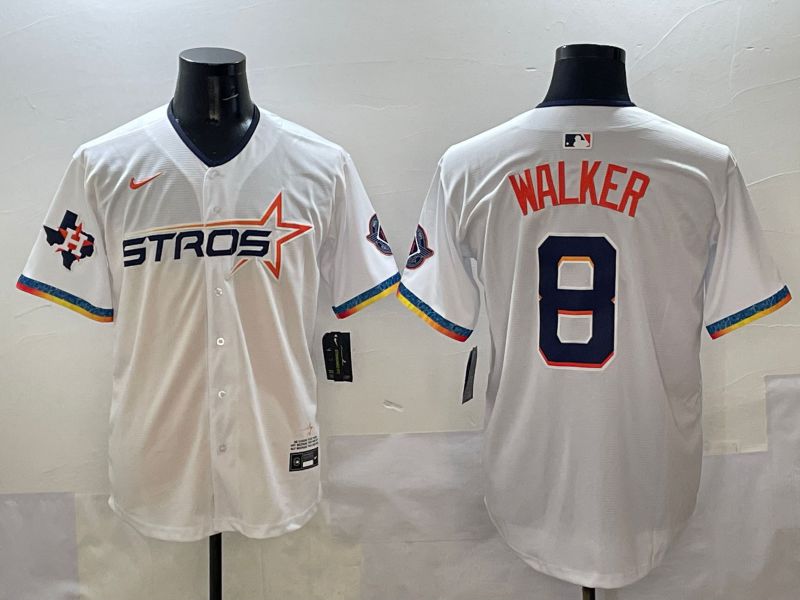 Men Houston Astros #8 Walker White Four generations Joint Name 2025 Nike MLB Jersey style 8->houston astros->MLB Jersey